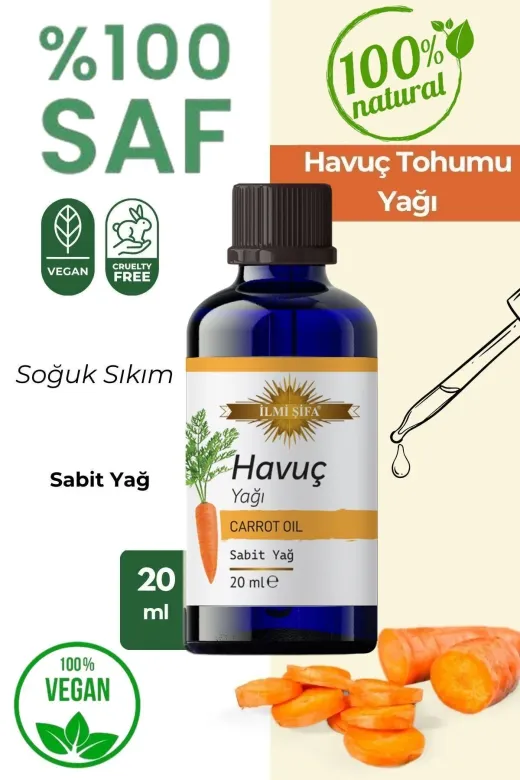 İLMİ ŞİFA Havuç Yağı 20 Ml (Işilti, Bakim, Besleyici, Parlak Ve Canli)