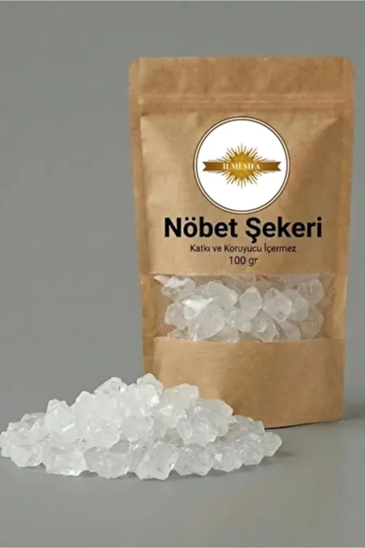 İLMİ ŞİFA Nöbet Şekeri (Kaya Şekeri – Rock Sugar – Kristal Nöbet) Doğal Tane 100 Gr