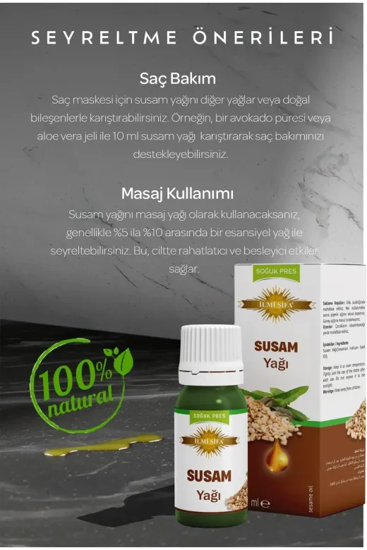 İLMİ ŞİFA Susam Yağı 50 Ml (Nemlendirici, Besleyici, Canlandirici Ve Yenileyici)