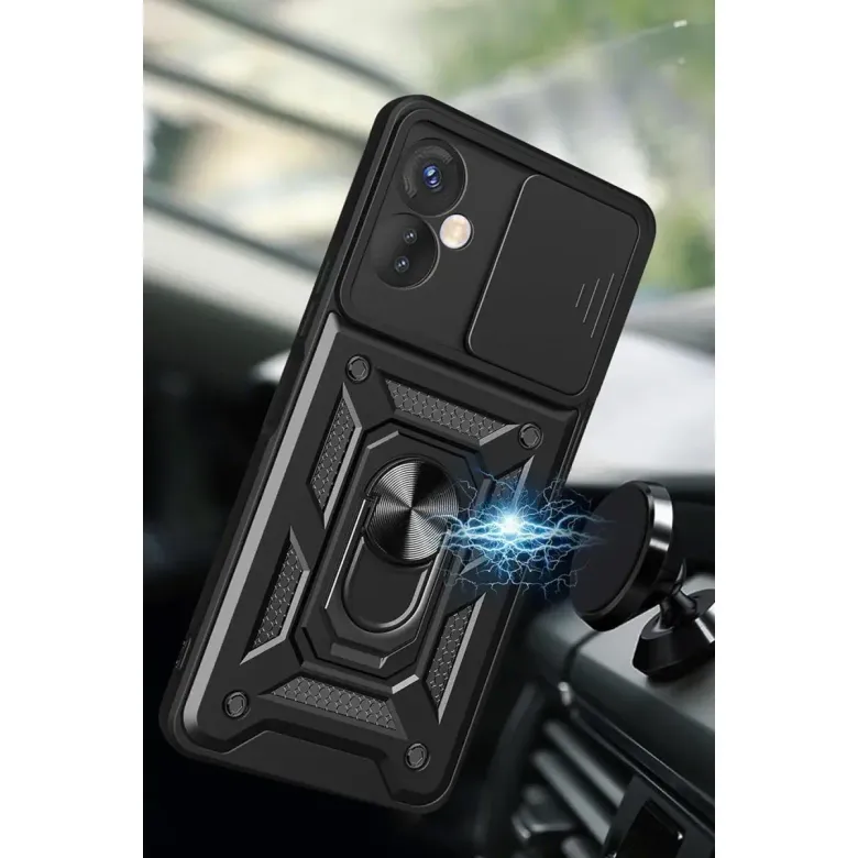 İnfinix Hot 30 4g Kılıf Pars Lens Yüzüklü Silikon - Kırmızı