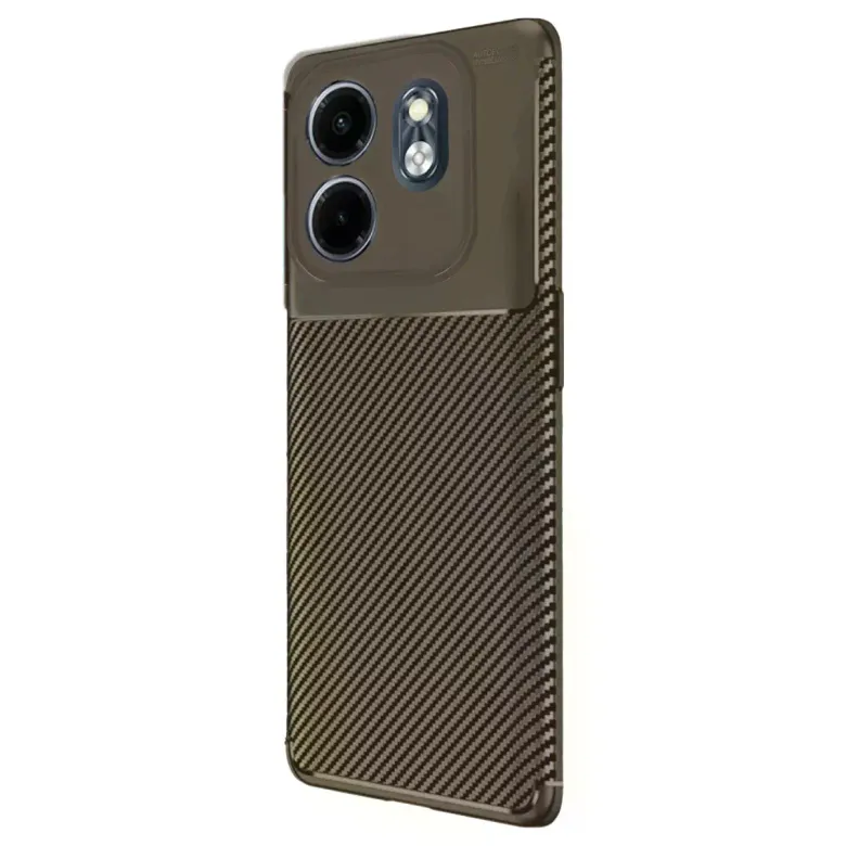 İnfinix Hot 50i 4g Kılıf Auto Focus Karbon Kapak - Kahverengi