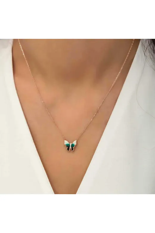 INFİVENTO INF-T5960 Gümüş Rose Minimal Kelebek Kolye