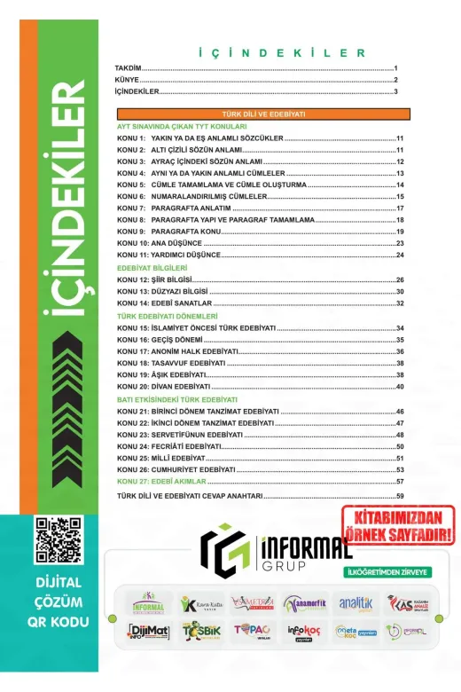 İnformal Yayınları 9786057419026 2026 Yks-Ayt Türk Dili Ve Edebiyatı-Sosyal Bilimler 1 Ösym Çıkmış Soru Bankası Konu Konu Son 8 Yıl