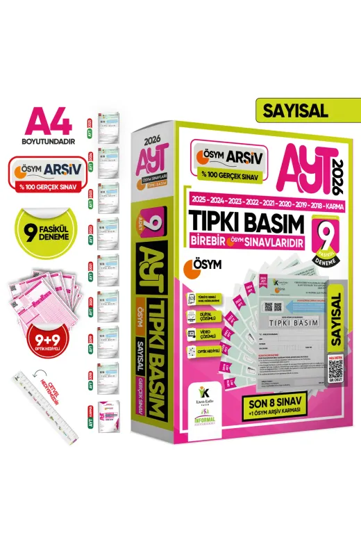 İnformal Yayınları AYT-TIPKIBSMPKT4044 2026 Ayt Sayısal Ösym Çıkmış Soru Tıpkı Basım 9Lu Deneme Paketi Türkiye Geneli Çözümlü Set