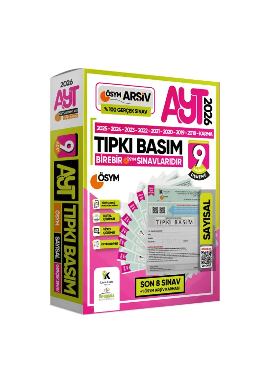 İnformal Yayınları AYT-TIPKIBSMPKT4044 2026 Ayt Sayısal Ösym Çıkmış Soru Tıpkı Basım 9Lu Deneme Paketi Türkiye Geneli Çözümlü Set
