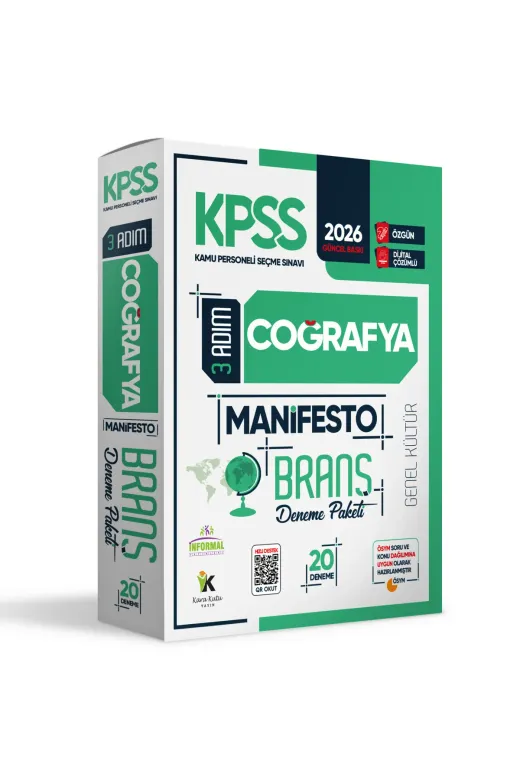 İnformal Yayınları COGM20D 2026 Kpss Genel Kültür 3 Adım Coğrafya Manifesto 20Li Dijital Çözümlü Branş Deneme Paketi