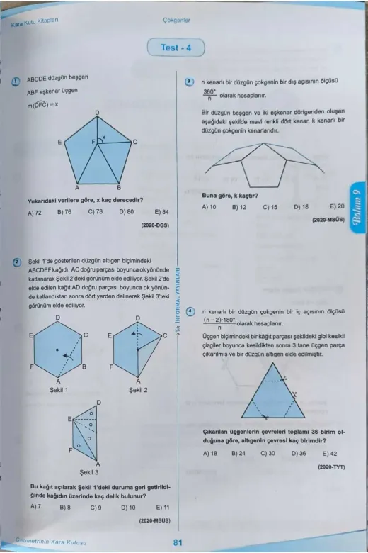 İnformal Yayınları DGSGEOMETRİ2020 Dgs Geometrinin Kara Kutusu Konu Özetli Dijital Çözümlü Ösym Çıkmış Soru Bankası