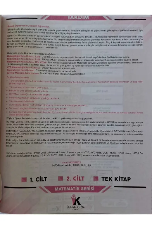 İnformal Yayınları DGSMATC2 Dgs Matematiğin Kara Kutusu 2.cilt Problem K.ö. Dijital Çözümlü Ösym Çıkmış Soru Havuzu Bankası