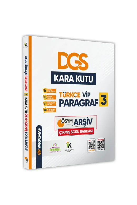 İnformal Yayınları DGSPRGRF3vipKD Dgs Türkçenin Kara Kutusu Ösym Arşivi Çikmiş Paragraf Vip 3 Soru Bankası Konu Özetli Çözümlü