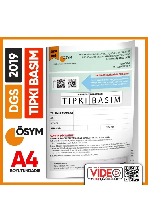 İnformal Yayınları DGSTIPKI2019 2019 Dgs Sayısal-Sözel Ösym Tıpkı Basım Çıkmış Soru Deneme Kitapçığı (Video Çözümlü Türkiye Geneli)
