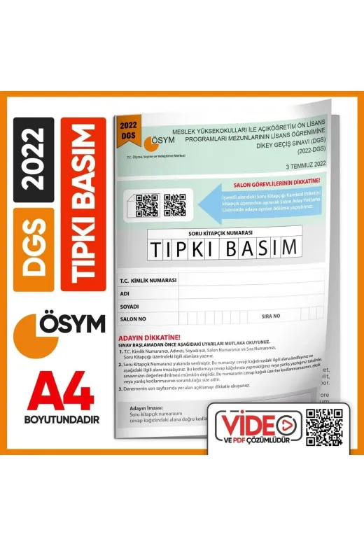 İnformal Yayınları DGSTIPKI2022 2022 Dgs Sayısal-Sözel Ösym Tıpkı Basım Çıkmış Soru Deneme Kitapçığı (Video Çözümlü Türkiye Geneli)
