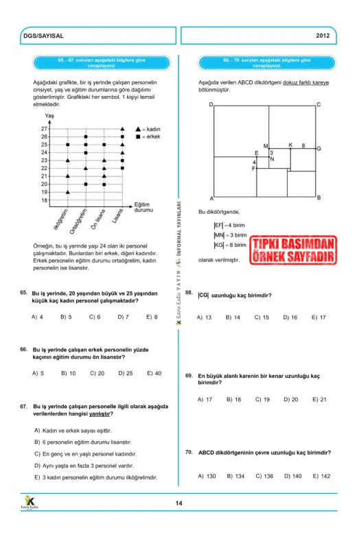 İnformal Yayınları DGSTIPKIpaket4044 2026 Dgs Çıkmış Soru Tıpkı Basım Ösym Tam Kitapçık Say-Söz-Tm 6Lı Deneme D. Çözümlü Türkiye Geneli