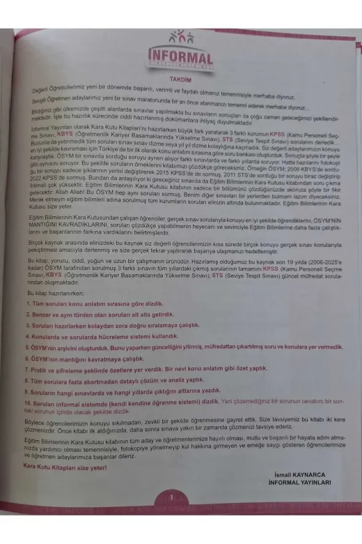 İnformal Yayınları EGITIMGELISIM4044 2025 Meb-Ags Kara Kutusu Eğitimin Psikolojik Temelleri 1 Ösym Çıkmış Soru Bankası Konu Özetli