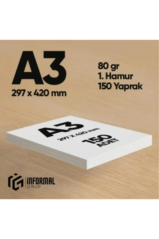 İnformal Yayınları İnfcopyA3-FOTO150 İnformal Fotokopi Kağıdı Premium Kalite A3 80 Gr 150 Yaprak 1. Hamur