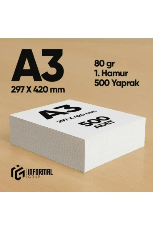 İnformal Yayınları İnfcopyA3-FOTO500 İnformal Fotokopi Kağıdı Premium Kalite A3 80 Gr 500 Yaprak 1. Hamur