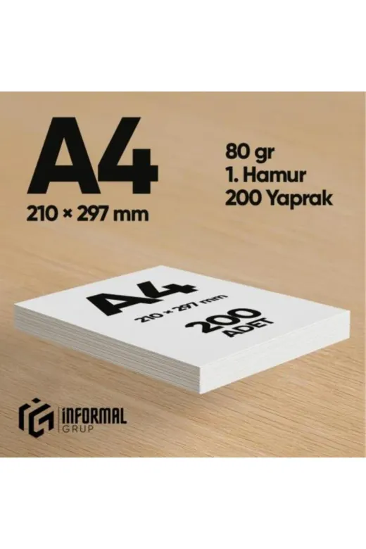 İnformal Yayınları İnfocopyA4-FOTO200 İnformal Fotokopi Kağıdı Premium Kalite A4 80 Gr 200 Yaprak 1. Hamur