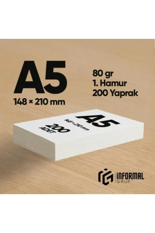 İnformal Yayınları İnfocopyA5-FOTO200 İnformal Fotokopi Kağıdı Premium Kalite A5 80 Gr 200 Yaprak 1. Hamur