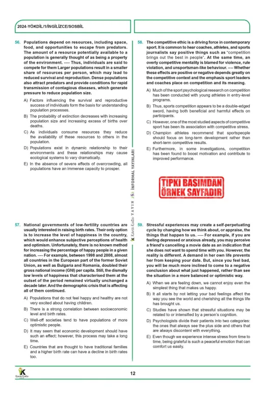 İnformal Yayınları KK2010S 2026 Yökdil İngilizce Sosyal Bilimler Ösym Çıkmış Soru Tıpkı Basım Deneme Paketi 6Lı Türkiye Geneli