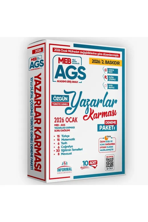 İnformal Yayınları KKTKK 2026 Ocak Müfredatı Meb-Ags Yazarlar Karması 10Lu Deneme 80 Soruluk Gy-Gk-Eğitim Çözümlü Tg Paket