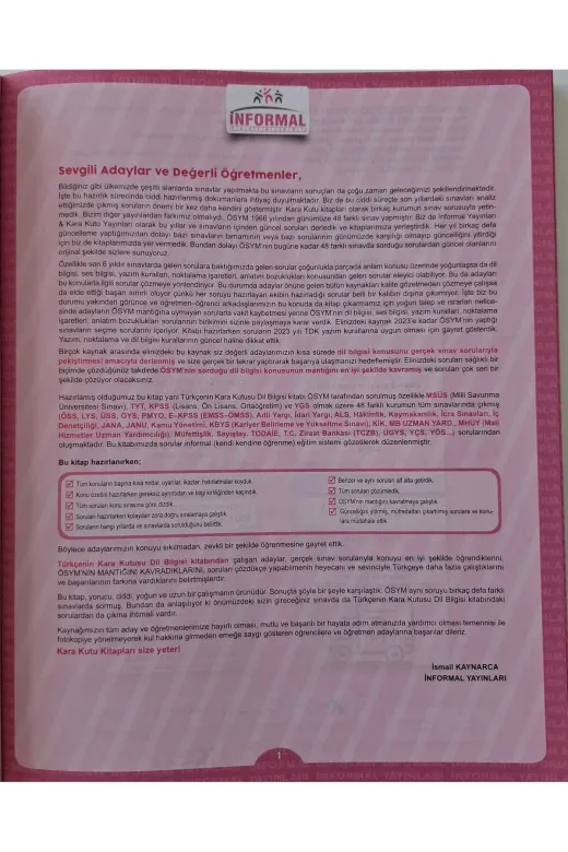 İnformal Yayınları KPSSDIL4044 Kpss Türkçenin Kara Kutusu Dil Bilgisi Konu Özetli Dijital Çözümlü Çıkmış Soru Bankası