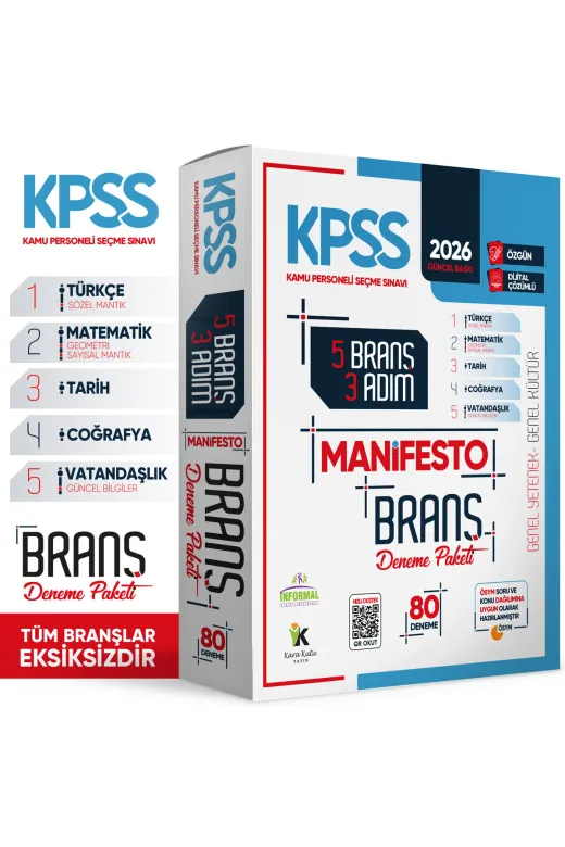 İnformal Yayınları KPSSlis5manSET4046 2026 Kpss Gy - Gk 3 Adım 5Li Manifesto Dijital Çözümlü Branş Deneme Seti