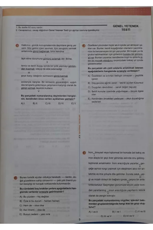 İnformal Yayınları KPSSÖSYMKARMAgygkDNM3 2026 Kpss Ösym Arşivi Çıkmış Soru Karma Genel Yetenek Genel Kültür D. Çözümlü Deneme 10/3.kitapçık