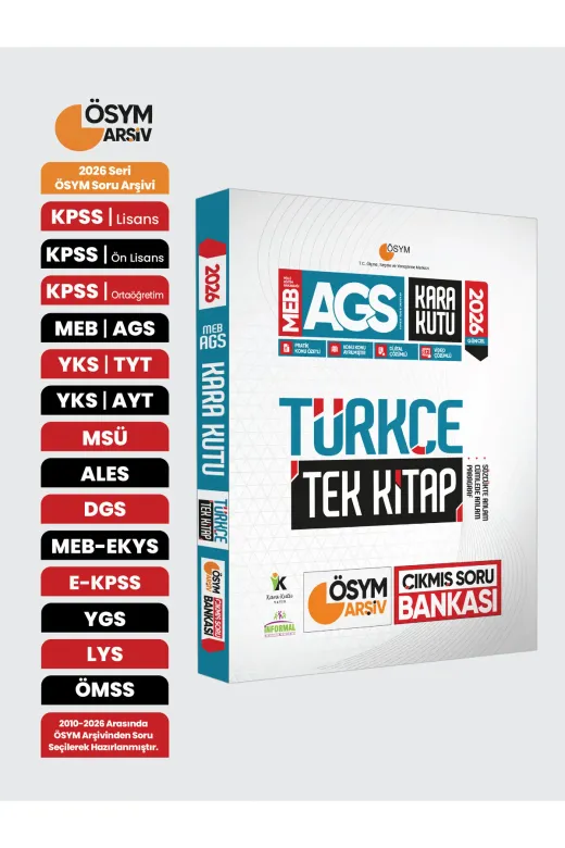 İnformal Yayınları KPSSTURKCETEKKITAP4044 2026 Meb-Ags Kara Kutu Türkçe Tek Kitap Ösm Arşivi Çıkmış Soru Bankası Konu Özetli Dijital Çözümlü