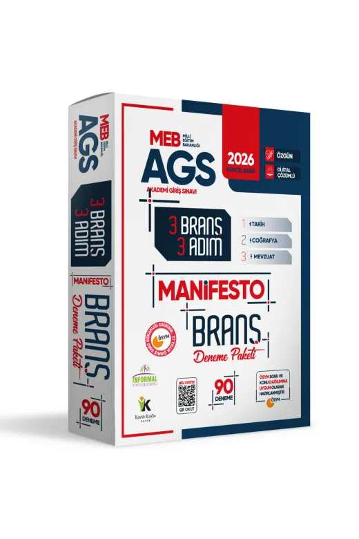 İnformal Yayınları KPSSVAT3LUSET4044 2026 Meb Ags Tarih-Coğrafya-Mevzuat 3 Adım 3Lü Manifesto 90 Adet Dijital Çözümlü Branş Deneme Seti