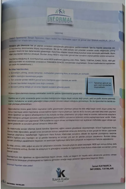 İnformal Yayınları LGSINGILIZCE4044 8.sınıf Lgs İngilizcenin Kara Kutusu Dijital Çözümlü Çıkmış Soru Bankası