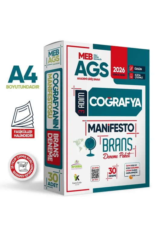 İnformal Yayınları MEBAGSCog30luMAN 2026 Meb Ags 3 Adım Coğrafya Manifesto Branş Deneme Paketi 30Lu Fasikül Seti Özgün Dijital Çözümlü