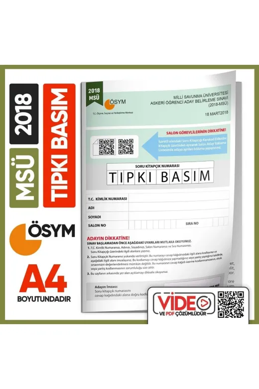 İnformal Yayınları MSUTIPKI2018 2018 Msü Ösym Tıpkı Basım Çıkmış Soru Deneme Kitapçığı (Video Çözümlü Türkiye Geneli)
