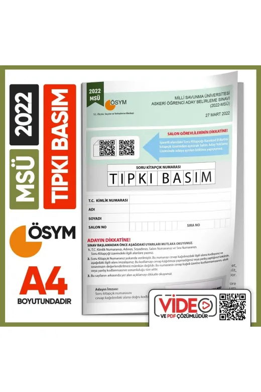 İnformal Yayınları MSUTIPKI2022 Msü 2022 Ösym Tıpkı Basım Çıkmış Soru Türkiye Geneli Dijital Çözümlü Deneme Kitapçığı