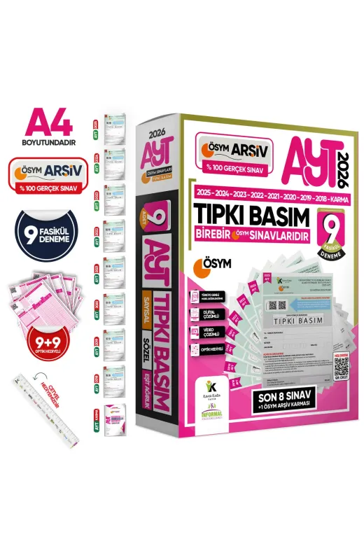 İnformal Yayınları TYT-AYT-TIPKIBSMPKT4044 2026 Tyt-Ayt-Msü Ösym Çıkmış Soru Tıpkı Basım 28Li (10+9+9) Deneme Paketi Video Çözüm Türkiye Genel