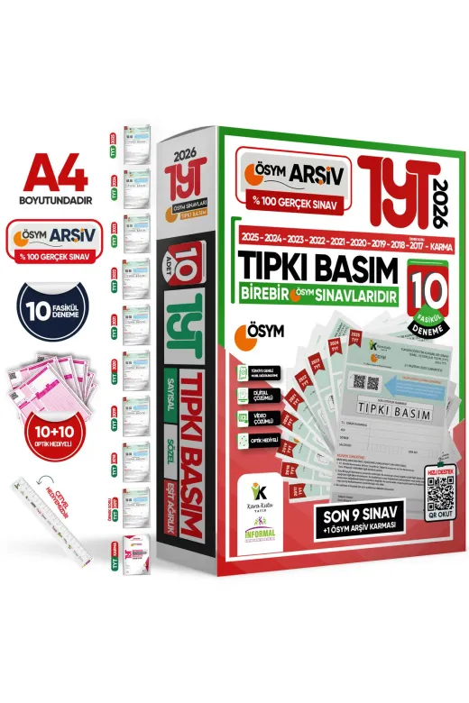 İnformal Yayınları TYT-TIPKIBSMPKT4044 2026 Yks-Tyt-Msü Ösym Çıkmış Soru Tıpkı Basım 19Lu (10+9) Deneme Paketi Video Çözümlü Türkiye Geneli