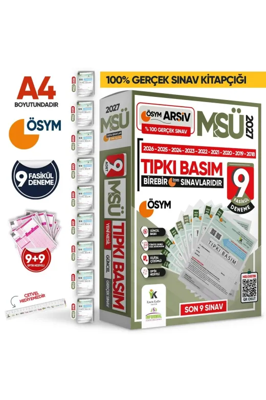 İnformal Yayınları TYT-TIPKIBSMPKT4044 2026 Yks-Tyt-Msü Ösym Çıkmış Soru Tıpkı Basım 19Lu (10+9) Deneme Paketi Video Çözümlü Türkiye Geneli