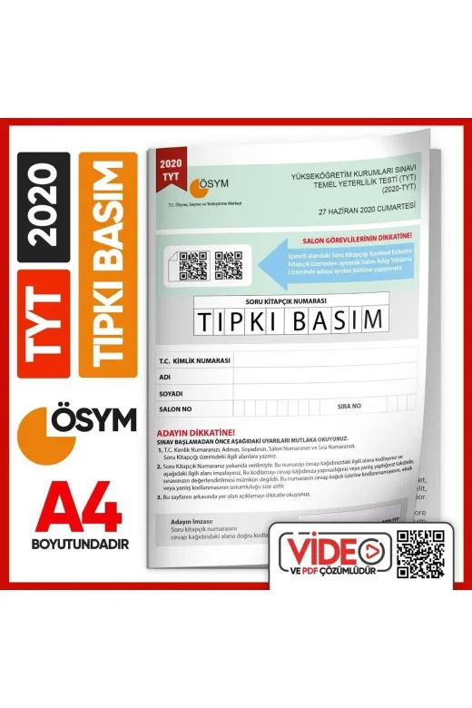 İnformal Yayınları TYTTIPKI2020 Tyt 2020 Ösym Tıpkı Basım Türkiye Geneli Dijital Çözümlü Soru Kitapçığı