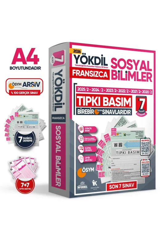 İnformal Yayınları YOKDILfransızcaSOSYAL6TIPKI 2026 Yökdil Fransızca Sosyal Bilimler Ösym Çıkmış Soru Tıpkı Basım 7Li Deneme Paketi