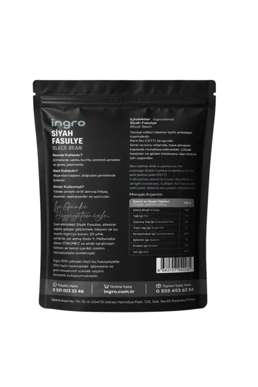 İngro SFT01000 Glutensiz Siyah Fasulye 700 G