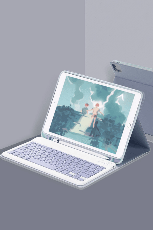 iPad 10.2 (9.nesil) Kılıf KC01 Smart Klavyeli Tablet Kılıfı - Lacivert