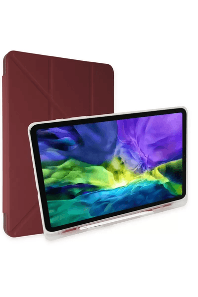 iPad 2022 10.9 (10.nesil) Kılıf Kalemlikli Mars Tablet Kılıfı - Mürdüm