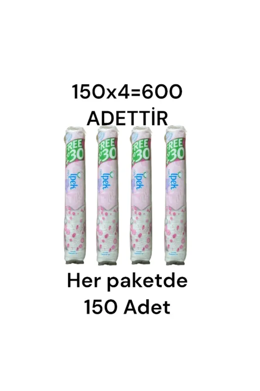 İpek 8691275000525 150Lik 4 Adet 150X4=600 Adet Ipek Makyaj Temizleme Pamugu