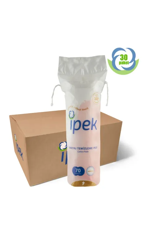 İpek TYBNXEFPL39CY12R28 Ipek Makyaj Temizleme Pamuğu Yuvarlak 70Li 30 Paket