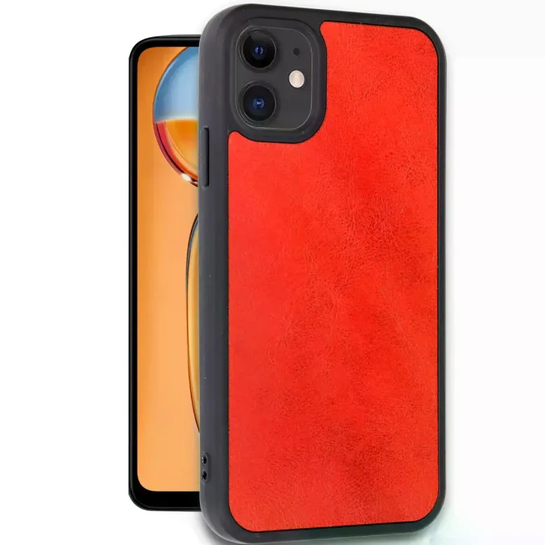 İphone 11 Kılıf Aras Deri Kapak - Kırmızı
