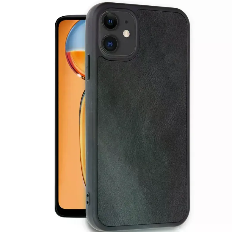 İphone 11 Kılıf Aras Deri Kapak - Siyah