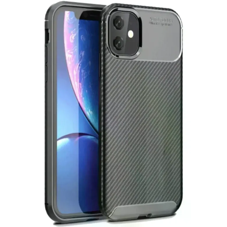 İphone 11 Kılıf Auto Focus Karbon Kapak - Siyah
