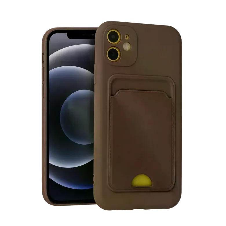İphone 11 Kılıf Kelvin Kartvizitli Silikon - Kahverengi