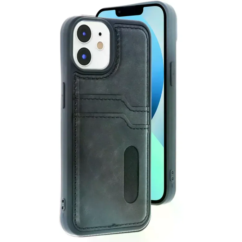 İphone 11 Kılıf Sara Kartvizitli Deri Kılıf - Siyah