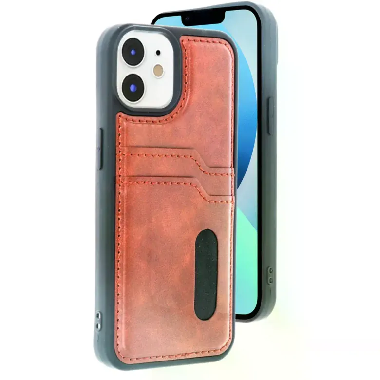 İphone 11 Kılıf Sara Kartvizitli Deri Kılıf - Taba