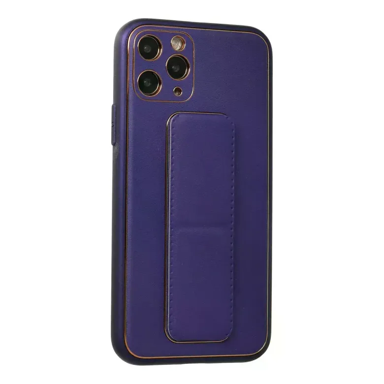 iPhone 11 Pro Kılıf Coco Deri Standlı Kapak - Mor