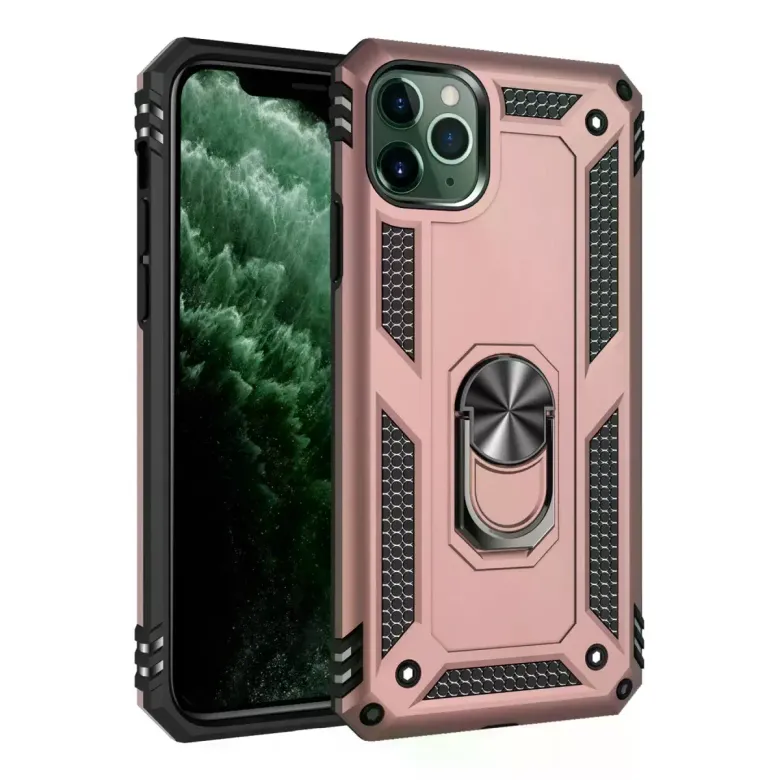 İphone 11 Pro Kılıf Sofya Yüzüklü Silikon Kapak - Rose